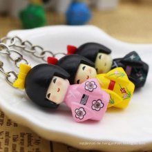 hölzerne japanische Puppe Auto Schlüsselbund